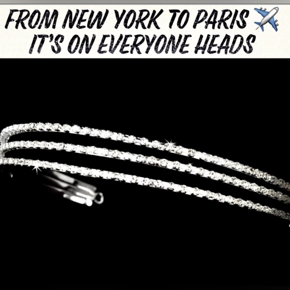 NWT Glamorous & Elegant Out-Wedding Triple Row Rhinestones Stunning Headband - Picture 3 of 11